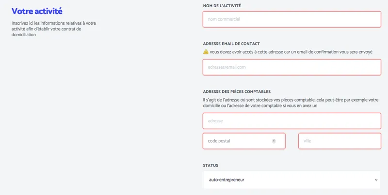 Activité de la micro-entreprise