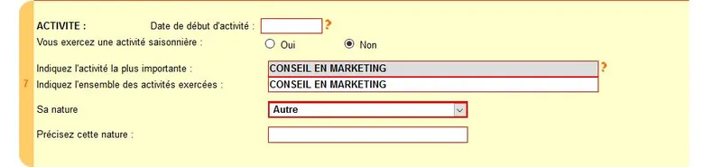 Activité exercée