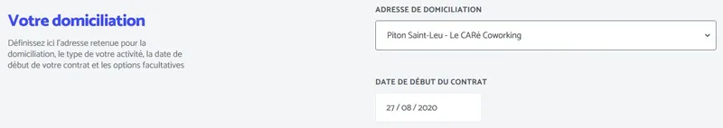 Adresse de domiciliation